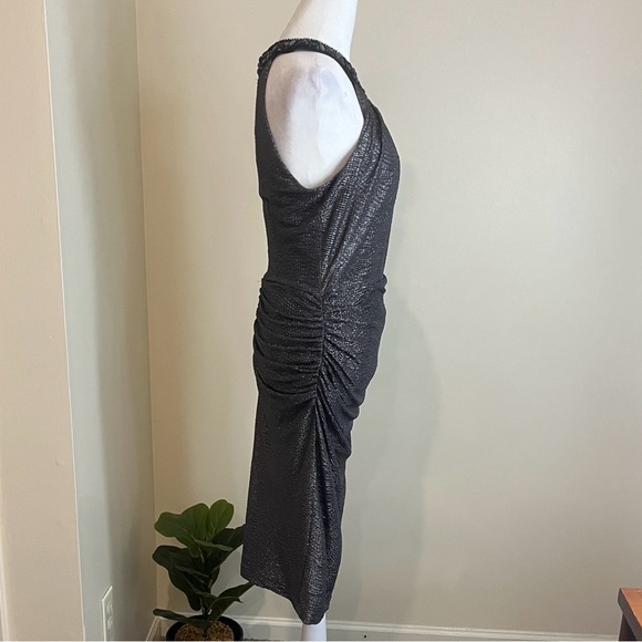 NWT Maggy London Women’s Shimmering Dark Gray Midi Dress Size 10 - Picture 4 of 7